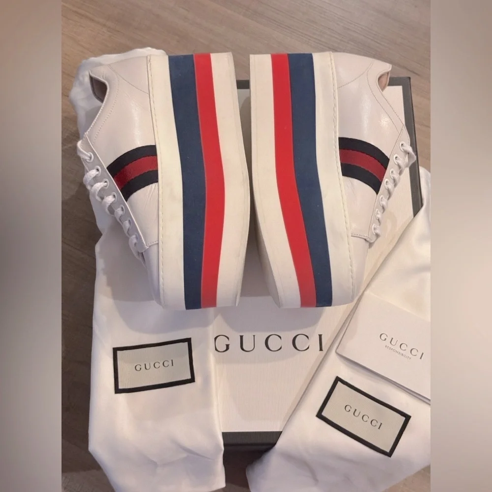 GUCCI Quentin Peggy Platform Sneakers 6.5/ 36.5